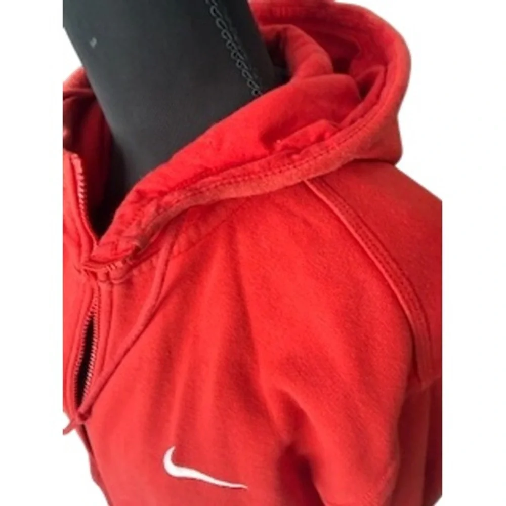Nike Mens Full Zip Hoodie Red Fleece Swoosh Logo Jacket XL